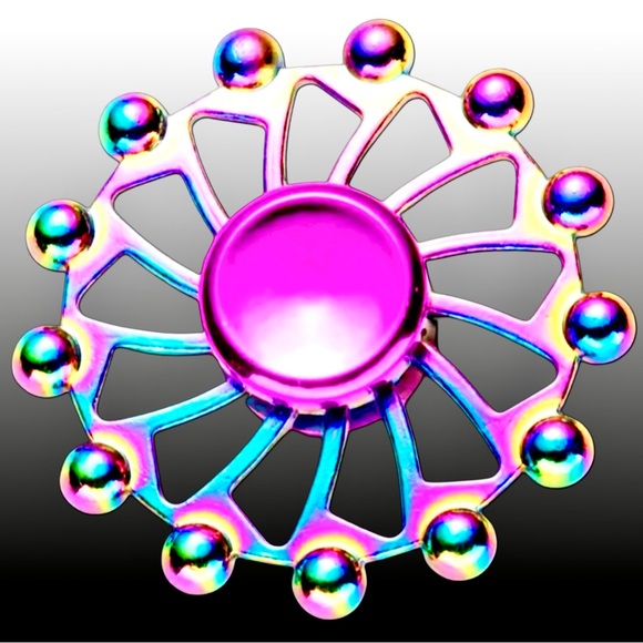 Heavy Duty Rainbow Ball Wheel Metallic Unique Metal Fidget Spinner - Picture 1 of 5